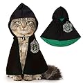 Pet Halloween Costumes Cape Dog Cat Halloween Apparels Cosplay Costume Pet Wizard Costume Cloak for Halloween Party Cosplay Photo Prop (Green, L)