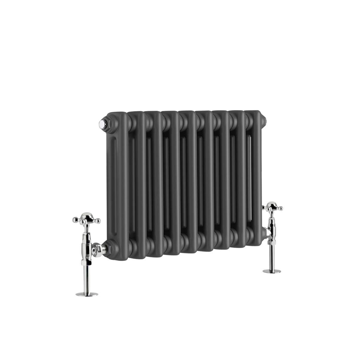 Warmehaus - Traditional Cast Iron Style Anthracite Double Column Horizontal Radiator 300 x 425mm - Perfect for Bathrooms, Kitchen, Living Room