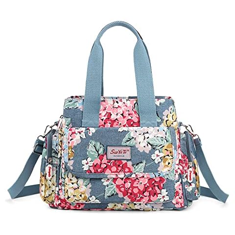 DIRRONA Colourful Women's Bag Nylon Women Shoulder Bag Casual Travelling Ladies Messenger Bag Multi Pockets Waterproof Nylon Handbag Bags School Daily Use Fashion Printing Blue D Cover