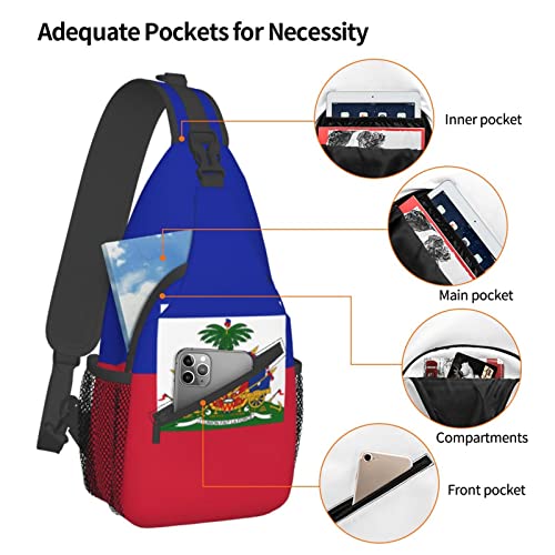 Mochila tipo bandolera unisex con bandera de Haití miniatura 5