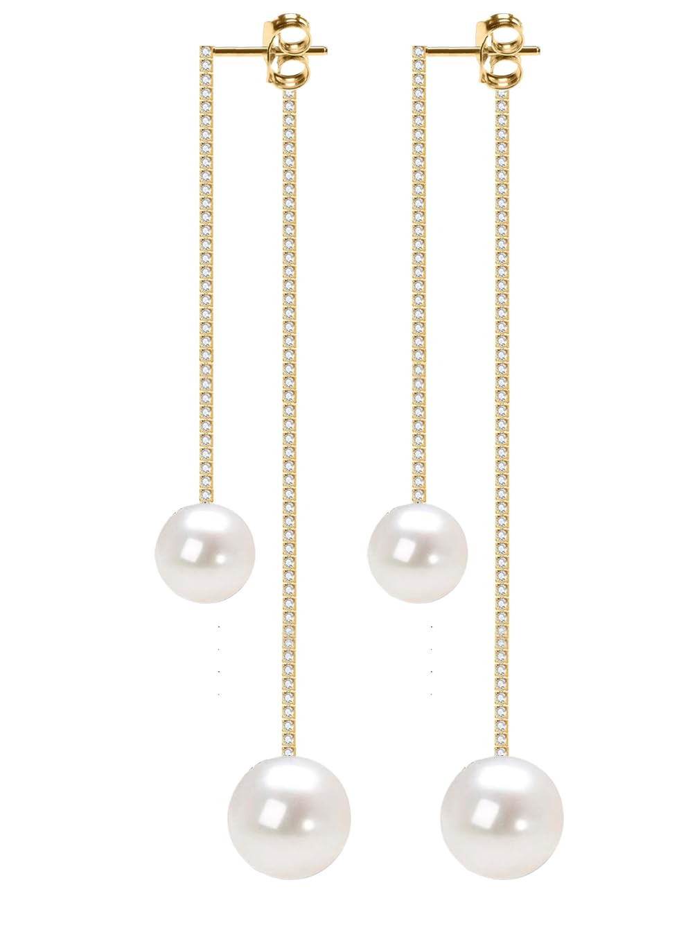 Sparkling CZ Crystal Tassel Jewelry for Women Pearl Tassel Earrings for Women Long Pearl Earrings Perfect for Bridesmaids or Bride