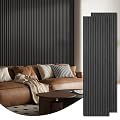 Art3d 2-Pack 94.5" x 24" Acoustic Wood Panels for Wall, 31 sq.ft Soundproof Wood Slat Panels, 3D Fluted Sound Absorbing Paneling for Interior Wall Decor, Living Room, Bedroom - Blackwood