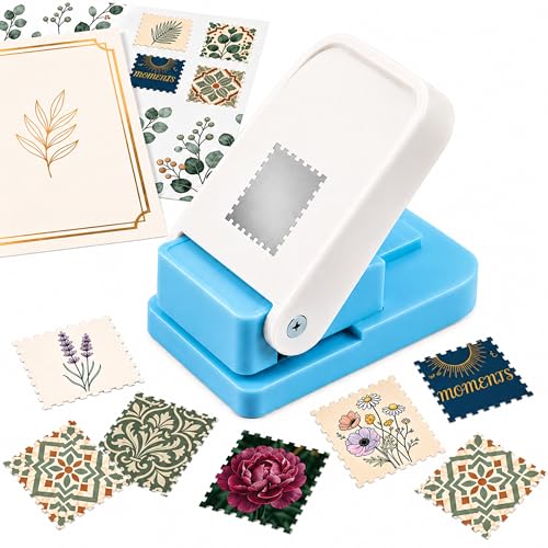 Twizura Stamp Puncher, 1X0.8 inch Stamp Punch, Rectangular Postage Stamps Punches, Stamps Shaped Paper Punch for Crafting, Craft Cutter Hole Puncher f