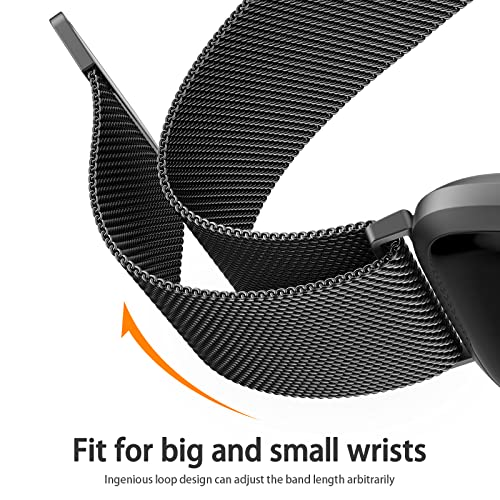 Image of Tobfit Watch Strap Compatible with Versa 2 (Watch Not Included), Stainless Steel Chain Strap with Magnetic Buckle Compatible for Men & Women (S, Black)