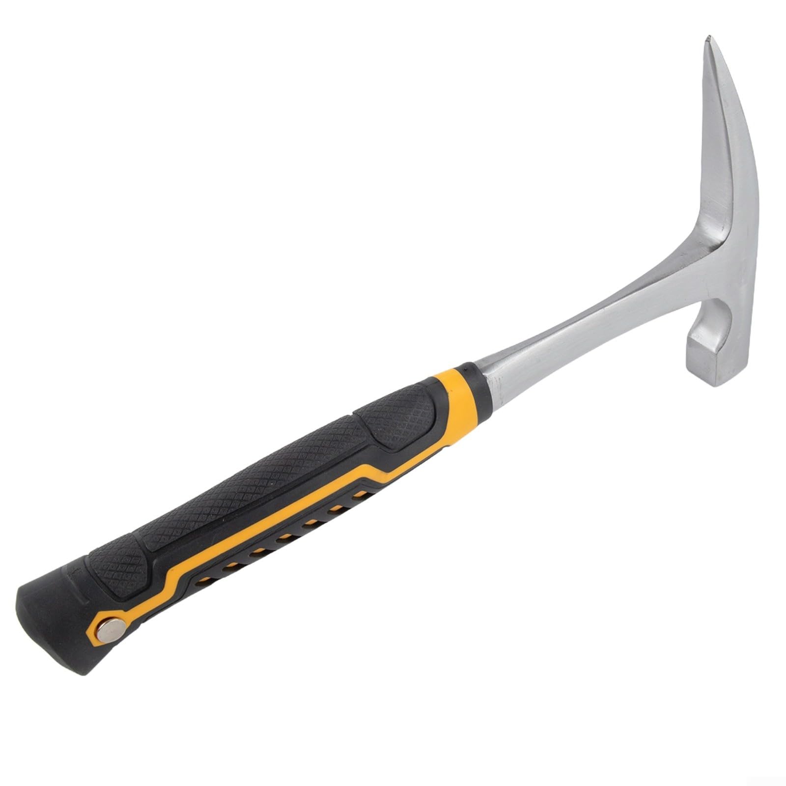 Marteau géologique, pic à pierre à double tête en acier 45 avec poignée en caoutchouc antidérapant, options de taille 280 mm/320 mm pour l'exploitation minière/maçonnerie/exploration extérieure, jaune