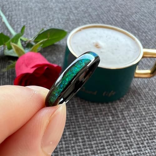 4mm Women Ring Men Tungsten Wedding Band with Opal Inlay Comfort Fit2