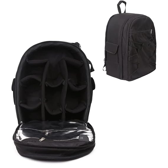 CENTAUR Waterproof Camera Bag | Lightweight | Well Padded camera insert and dividers | Organized Dedicated Pockets | DSLR Backpack | Lens Accessories Carry Case for All DSLR Cameras (Small)