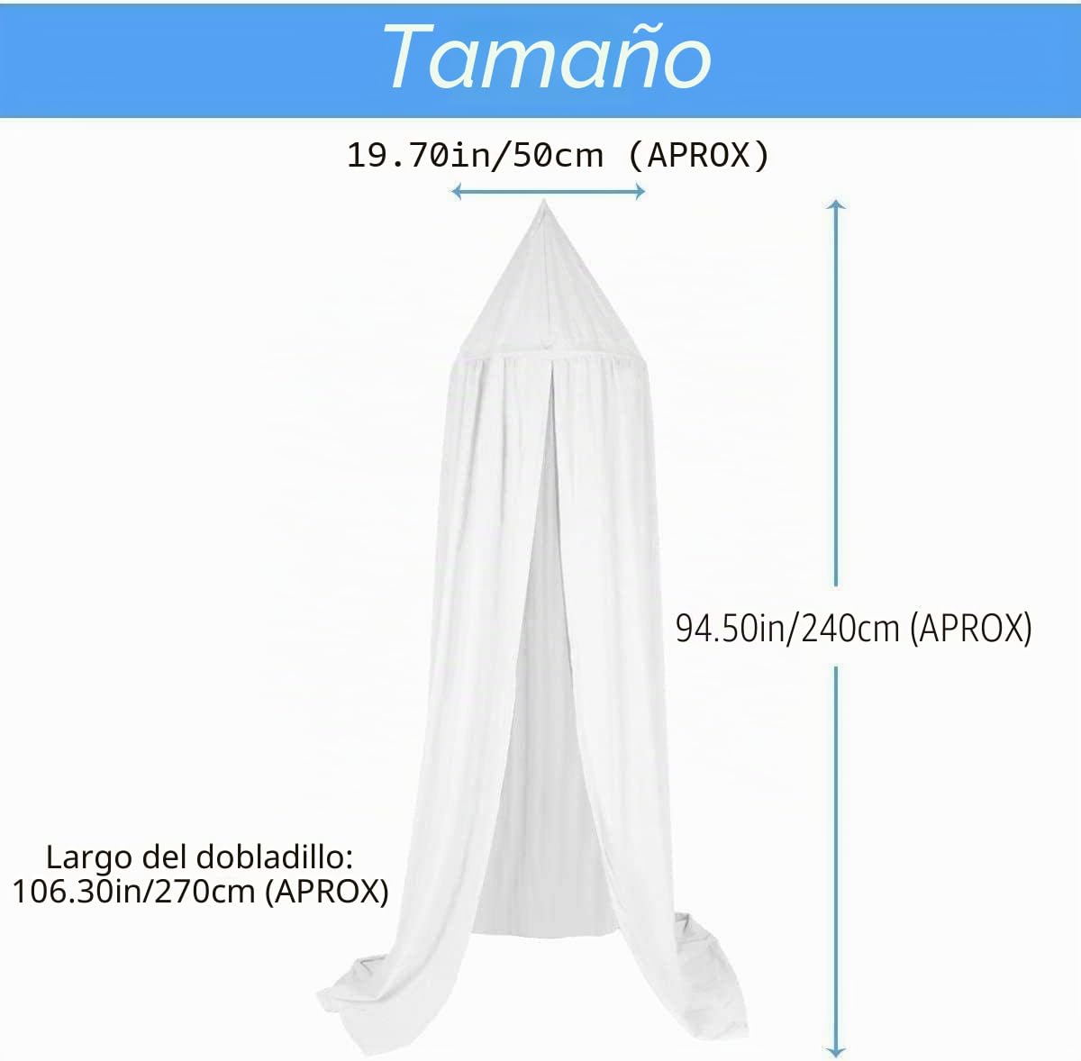 Dosel para bebé, dosel para cama de gasa, redondo, mosquitera, para cama de bebé, tienda de campaña, habitación infantil, altura 240 cm, longitud del dobladillo 260 cm, verde