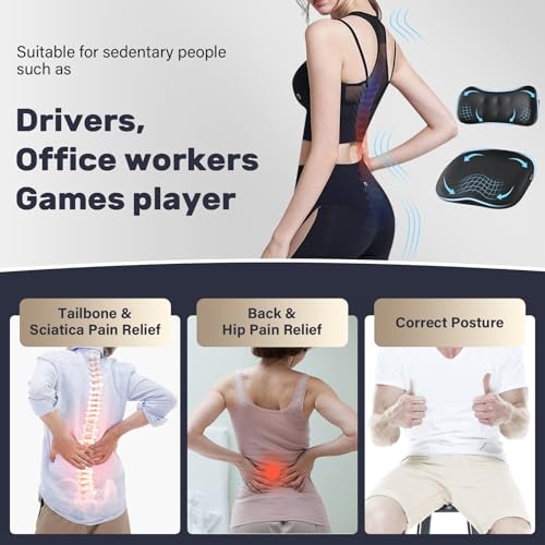 Image of Coverado Memory Foam Car Seat Cushion and Lumbar Support Pillow for Driving Seat, Ergonomic Design Soft and Breathable PU Leather, High Density Memory Foam for Neck & Lower Back Pain Relie