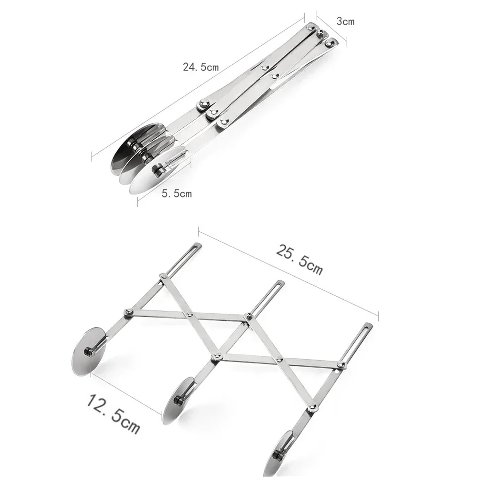 Rodillo cortador de masa de múltiples ruedas | Cuchillas de acero inoxidable 3/5/7 for dividir masa de pizza(5 Wheels)