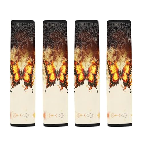 Image of AFPANQZ Golden Butterfly Seat Belt Pads Covers Universal Fit for Truck Vans Sedans SUVs Safety Seatbelt Pad Cushion Comfortable Driving Car Seats Accessories One Pair