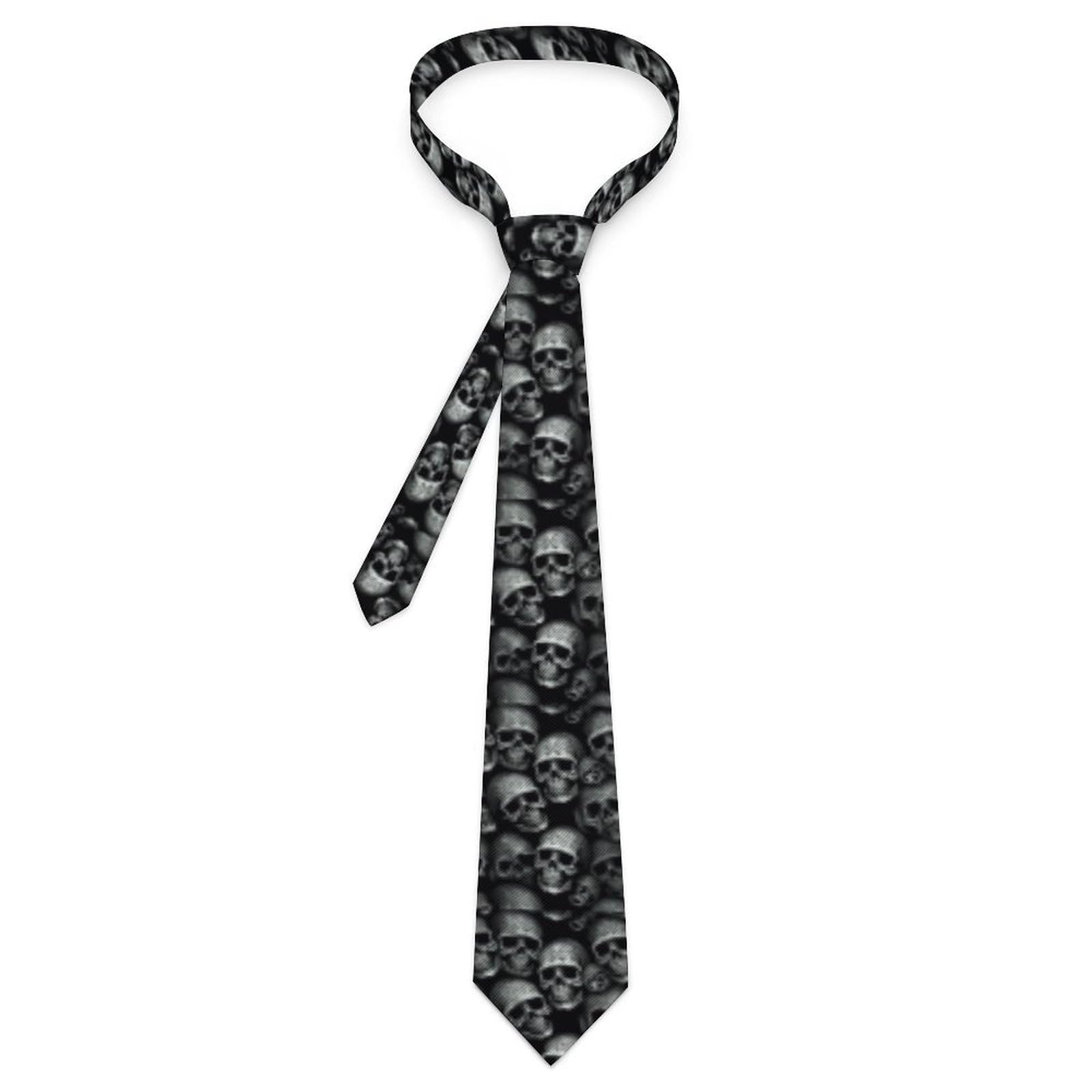 Men's Skulls & Roses Black Neck Tie Classic Fashion Silk
