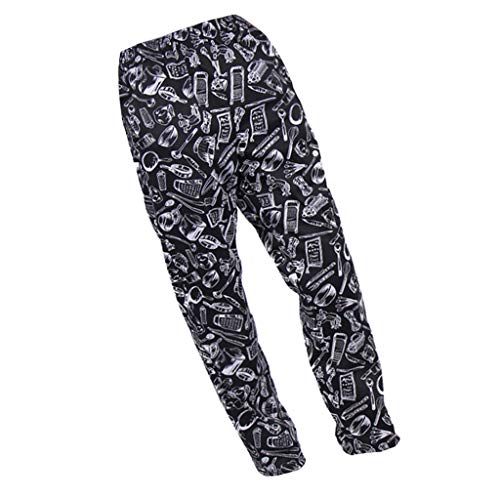 Almencla Chef Calças Largas, Uniforme Do Chef, Utensílios de cozinha XXL