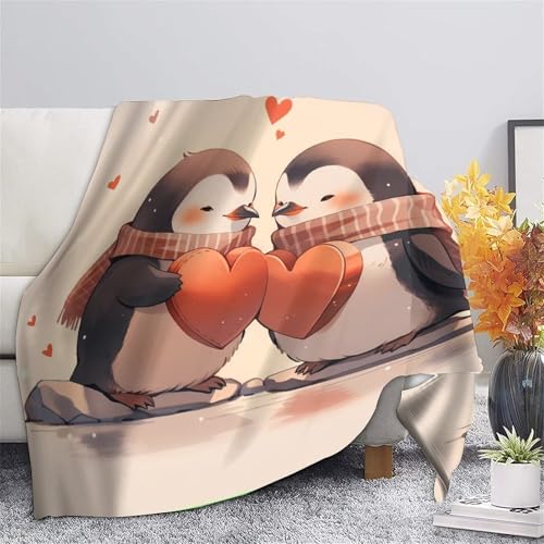 Couverture pingouin 3D en microfibre plaid 150x200cm doux