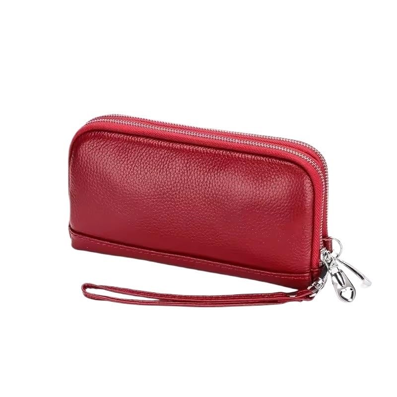 Genuine Leather Women Wallets Long Zipper Wallet Big Capacity Ladies Clutch Bag Female Cowhide Purse Phone Bag(white-Dinosaur Doodle4)