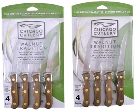 Chicago Cutlery B144 4pc Walnut Tradition Steak Knife Set (2-Pack)