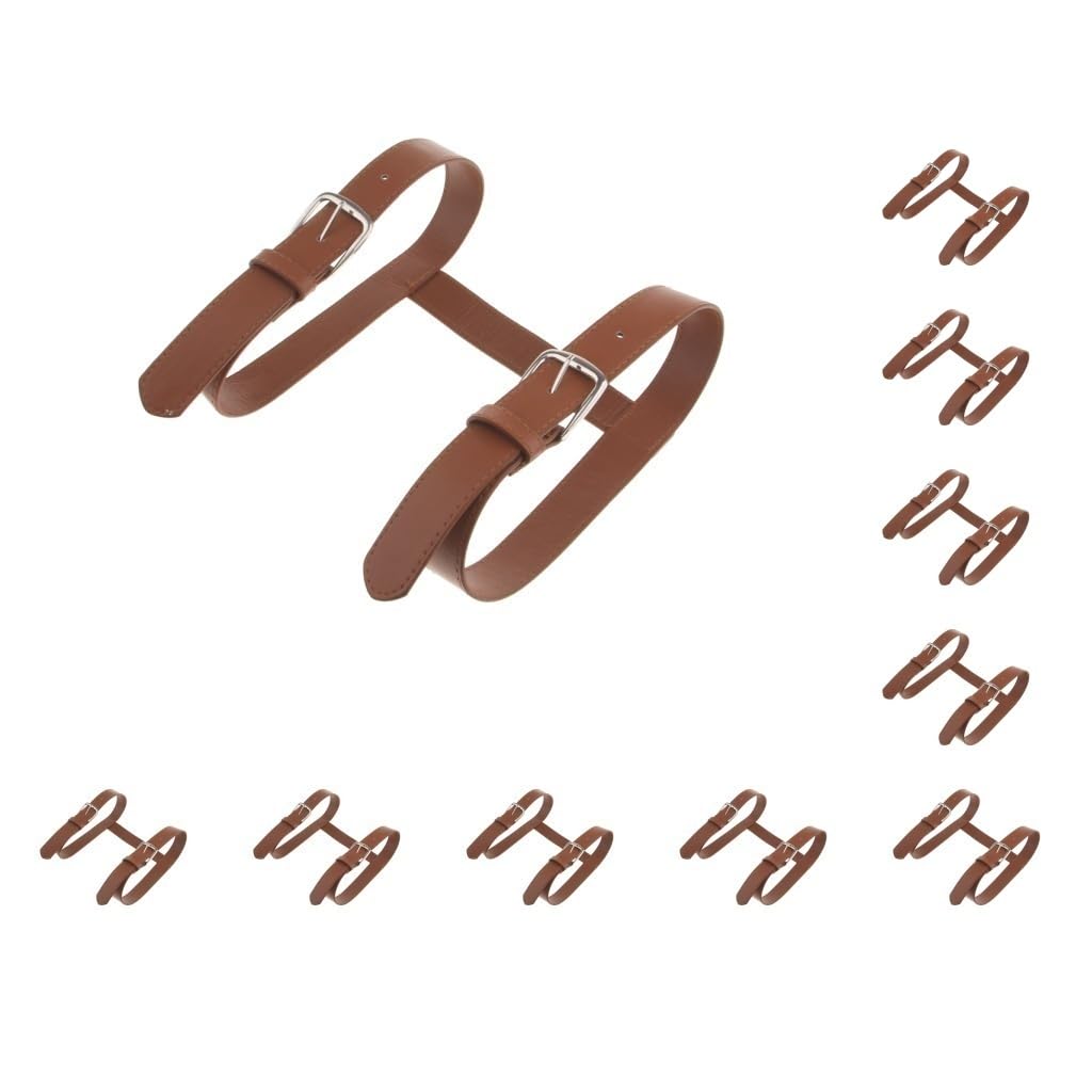 10er Set Tragegurt für Picknickdecke, Überwurf, Reisedecke, braunes Leder, Tragegurt