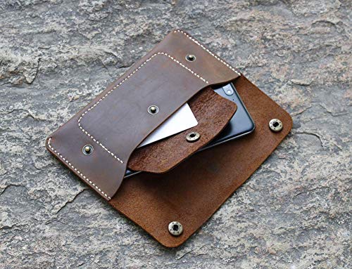 Handmade Leather Wallet, Slim Design with Card Slots and Cash Compartment Card Holder Secure Snap long wallet Brown4
