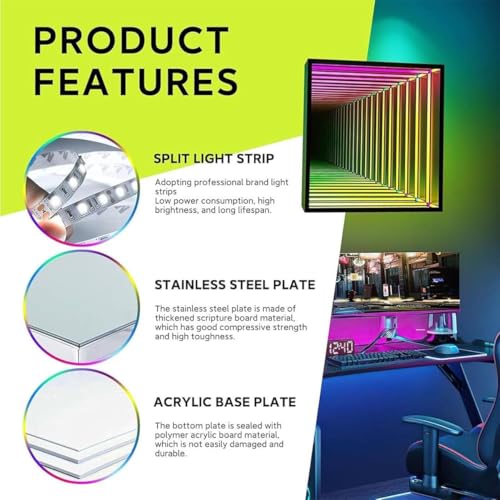 Éclairage sensoriel infini par lampe tunnel avec 358 LED RVB dynamiques et USB