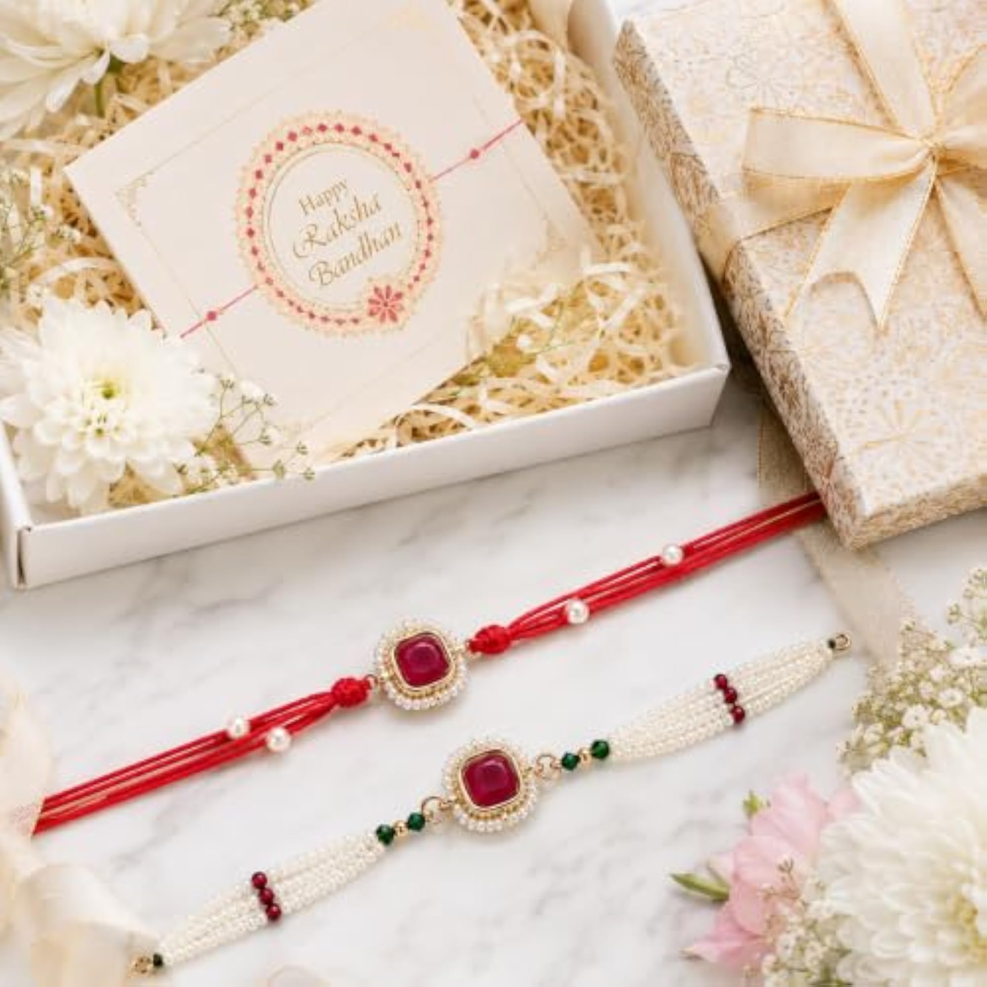 Handmade Brother Bhabhi Rakhi Set
