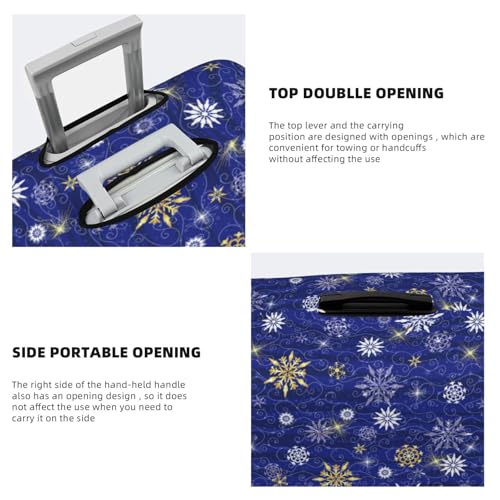 Golden Snowflakes Royal Blue For Travel Luggage Cover Suitcase Protector Fits 18-32 Inch Travel Luggage Protector Elastic Luggage Anti-Scratch Suitcase Cover3