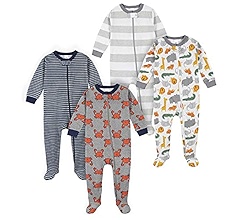 Gerber Toddler Gender Neutral Snug Fit Footed Pajamas, 4-Pack, Farm