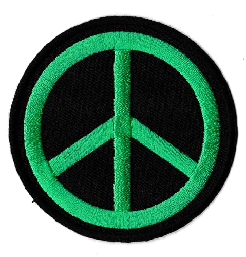 Patche Écusson Paix Amour Symbole Peace And Love Patch Brodé Thermocollant Vert