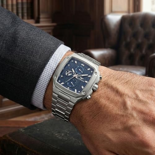 Image of Ferro Eterna Quartz Blue Rectangle Dial Men's Watch - FM11485A-A3