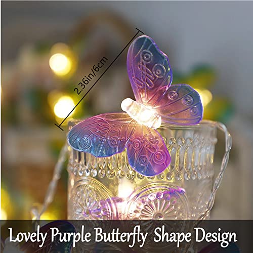 Fielegen 20 Led Butterfly String Lights, 9.84Ft/3 Meter Battery Powered Purple Butterfly Fairy Lights For Home Bedroom Indoor Outdoor Garden Wedding Party Holiday Summer Decoration #TOP3