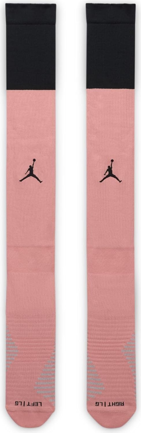 Nike Jordan x Paris Saint-Germain (PSG) 2024/25 Strike Third Over-the-Calf OTC Knee-High Football Soccer Socks, Rust Pink/Black, Large Men's 8-12/Women's 10-13, FQ3560-685