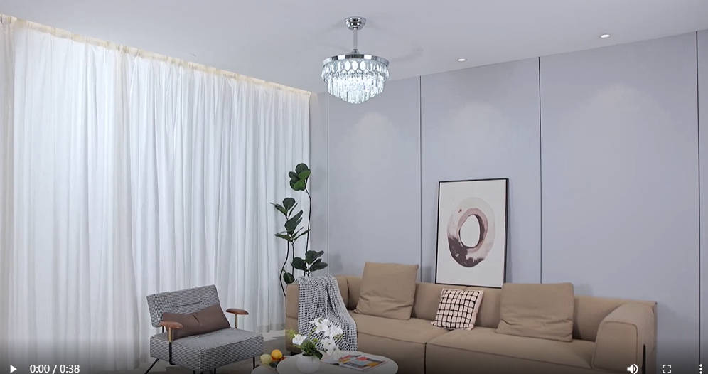 Image of FIDGRA 48'' Fandelier Ceiling Fan with Light, Chandelier Fan, Chrome