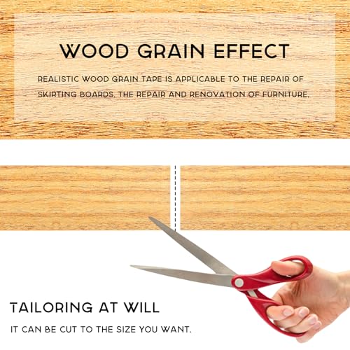 Image of ULTECHNOVO Wood Grain Repair Tape 2-Pack 2.24In X 15Ft Realistic Wood Grain Adhesive Tape for Floor Furniture Cabinet Repair and Home Renovation Easy Peel and Stick