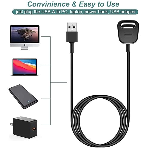 Miniatura 6 de Kissmart Cargador para Fitbit Charge 4, adaptador de cable de carga USB de repuesto para Fitbit Charge 4 Fitness Wristband (paquete de 2, 3.3 ft3.3