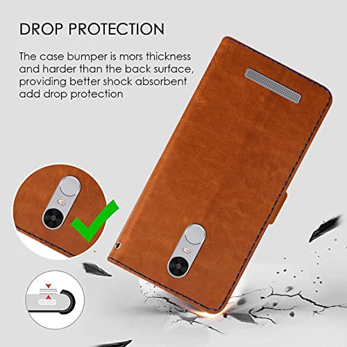 Image of Flip Cover Back Case for Mi Redmi Note 3 | Premium Leather Finish | Inbuilt Pockets & Stand | Flip Cover Back Case for Mi Redmi Note 3 (CamelBlue)