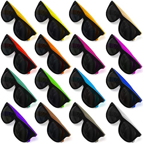 Mapixo 16 Colors Neon Party Sunglasses 16 Pack With Dark Lenses, 80’S Style Perfect Colorful Novelty Sun Glasses Set For Party Favors, Beach Pool, Outdoor Summer Activity, Goody Bag Fillers  #TOP6