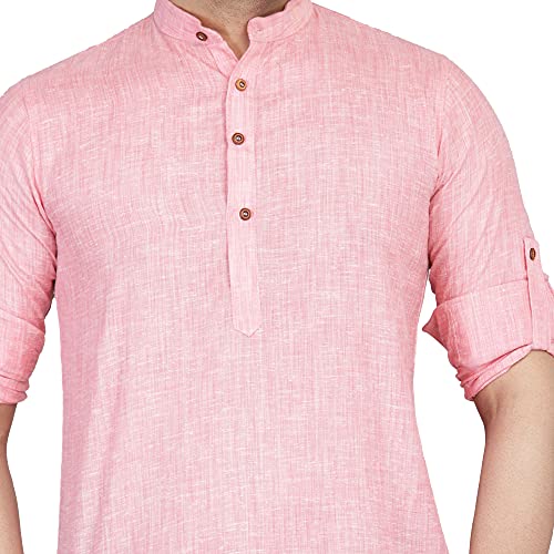 Image of TAHVO Men's Casual Cotton Kurta Shirt, Short Kurta