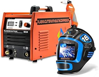 HITBOX 40 Amp Plasma Cutter with Built-In Air Compressor + Welding Helmet Auto Darkening