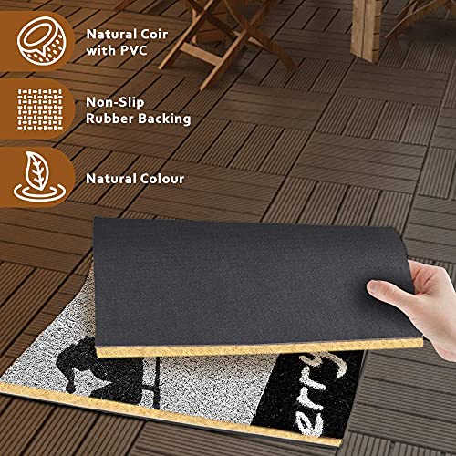 Image of Onlymat Christmas Coir Doormat With Non-Slip PVC Backing for Gateway, Entryway, Outdoor, Indoor, Patio - Durable and Large, Weatherproof, Black and Grey Printed Xmas Themed Rug, (60cm x 1.5cm x 40 cm)