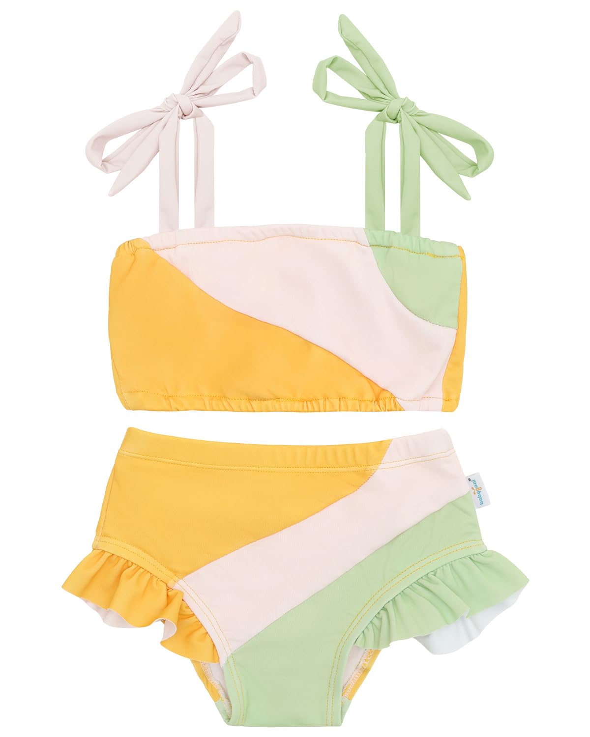 babygoal Toddler Girl 2-Piece Swimsuit Color Block Swimwear Summer Beach Bathing Suit 12M-5T