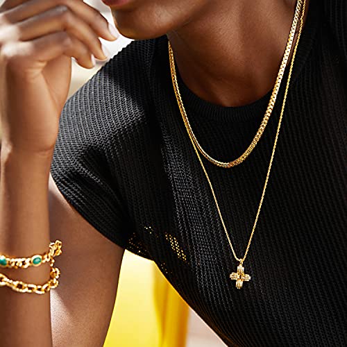 Dainty Layered Choker Necklace 18k gold Plated Y Pendant Necklace Multilayer Bar Disc Necklace Adjustable Layering Choker Necklaces fashion jewelry for Girls Women4