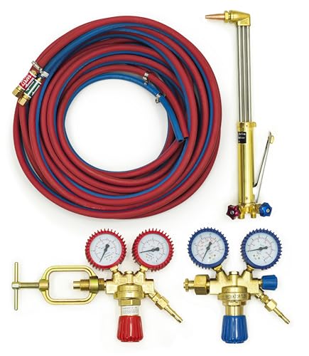 【Set di ossigeno acetilene con tubo doppio da 10 m】: il doppio tubo Twin di alta qualità combina tubo in acetilene rosso da 8,0 mm e tubo blu per ossigeno da 6,3 mm in una disposizione pratica e piatta che impedisce l'aggrovigliamento e facilita la manipolazione, realizzato secondo le norme EN 559 e ISO 3821.