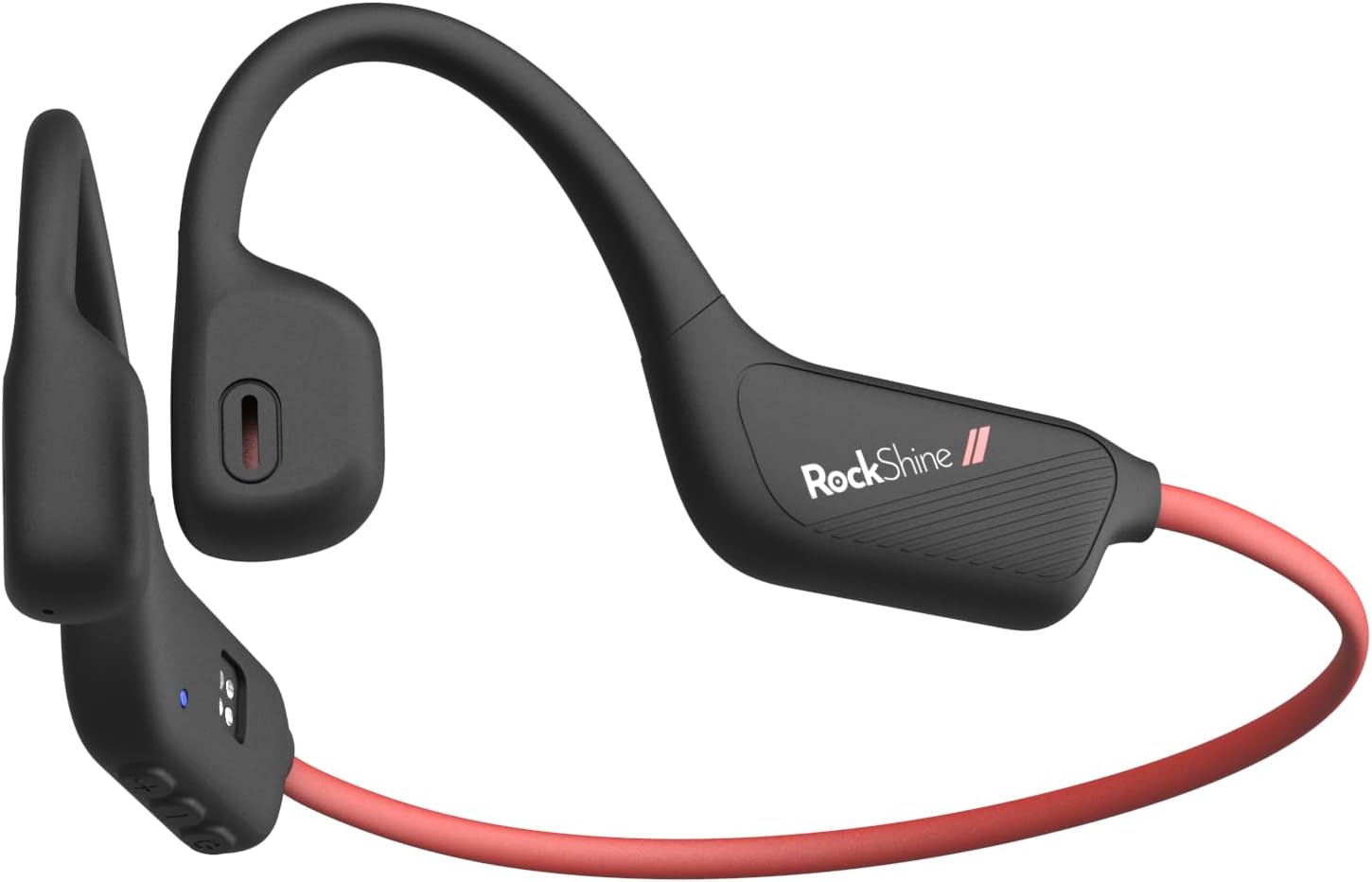R1 Open Ear Headphones, Bone Conduction Running Headphones Bluetooth 5.3, 12H Battery Sweatproof & Water-Resistant, Wireless with Mic for Cycling, Workout,Sports-Deep Bass Sound (Black+RED)