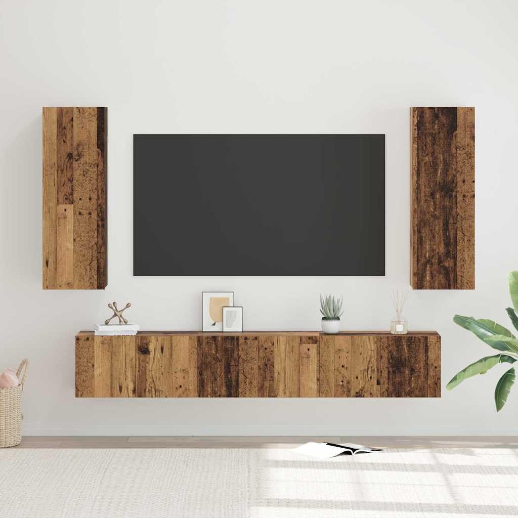 Buffet moderne pour salon et meuble TV mural haut de gamme en bois vieilli