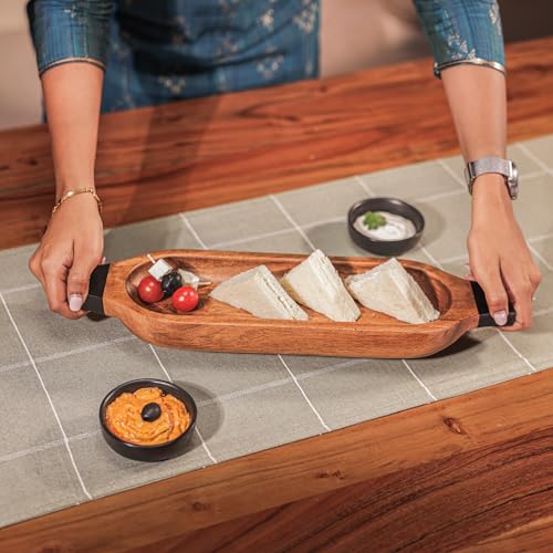 Image of Paddle Up Serving Tray | Wooden Tray for Kitchen & Dining, Decorative Tray for Home Decor, Coffee Table & Multipurpose Serving Tray