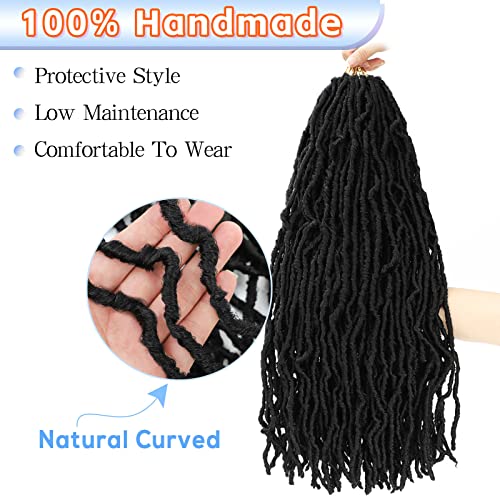 Faux Locs Crochet Hair 22 Inch 7 Packs Pre Looped Soft Locs Crochet Hair Curly Crochet Locs For Black Women Goddess Braids Butterfly Locks Hair Extensions(1B, 22Inch, 7 Packs) #TOP3