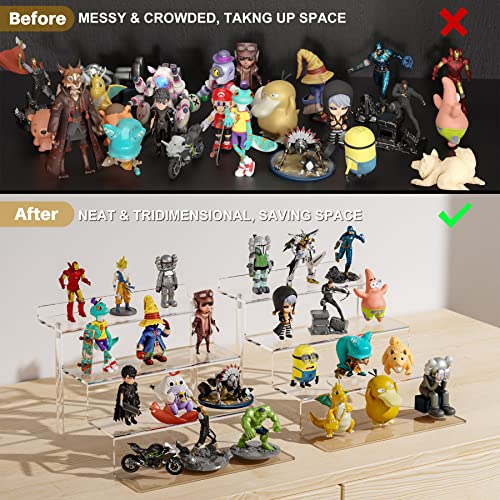 Andgoo Floating Effect 4 Tier Clear Acrylic Display Stand Riser, 9 Inch Width High Capacity Transparency Display Shelves Organizer For Dresser Perfume, Funko Pop, Dessert Cake And More #TOP2