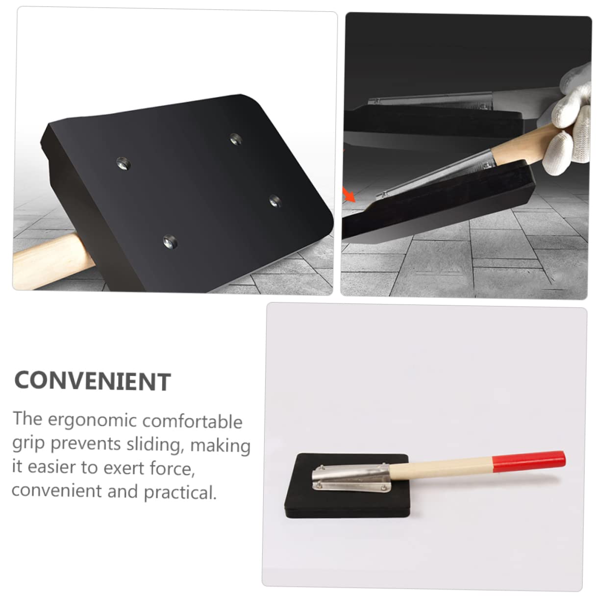 SHINEOFI Maillet en Caoutchouc à Manche Bois pour Carrelage Outil de Pavage Ergonomique et Pratique pour Pose de Carreaux