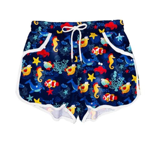 Image of Deerose Kids Hawaiian Swim Board Shorts Quick Dry Active Swim Trunk 5-14 Years