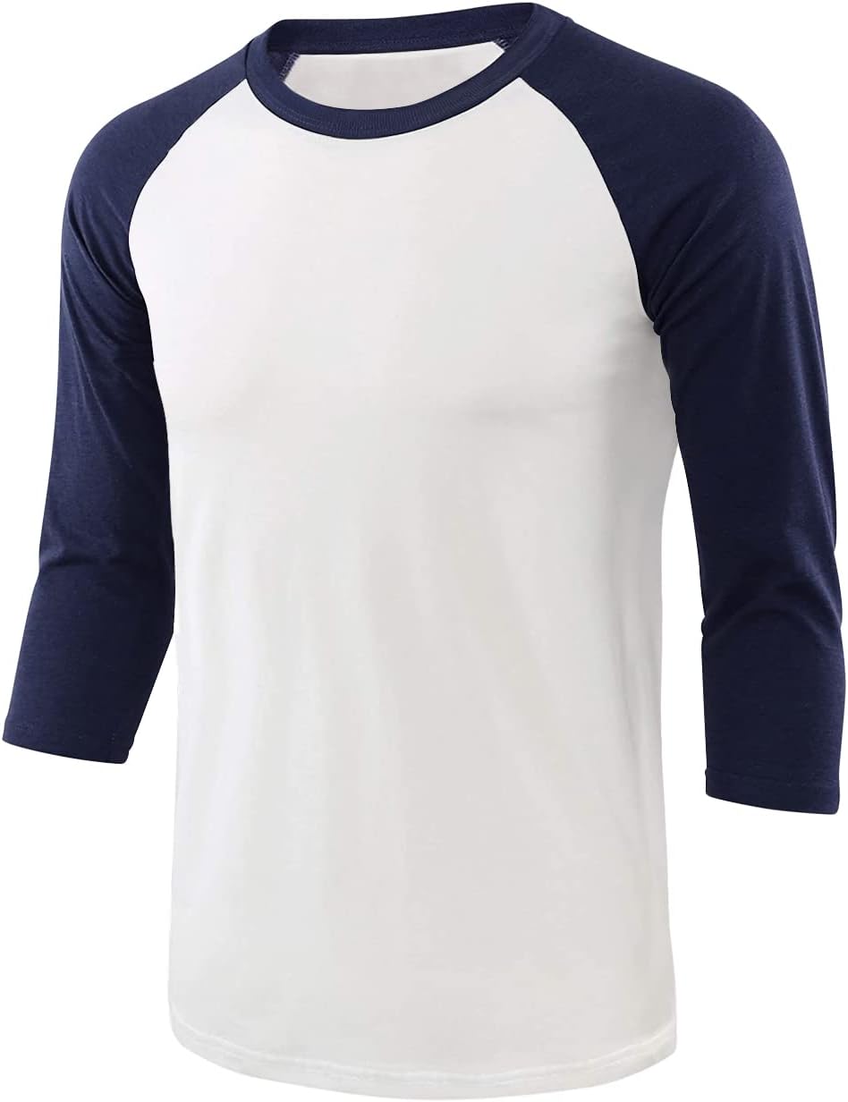 Men's Casual Raglan 3/4 Long Sleeve Soft Cotton Basic Sports Baseball Jerseys T Shirts