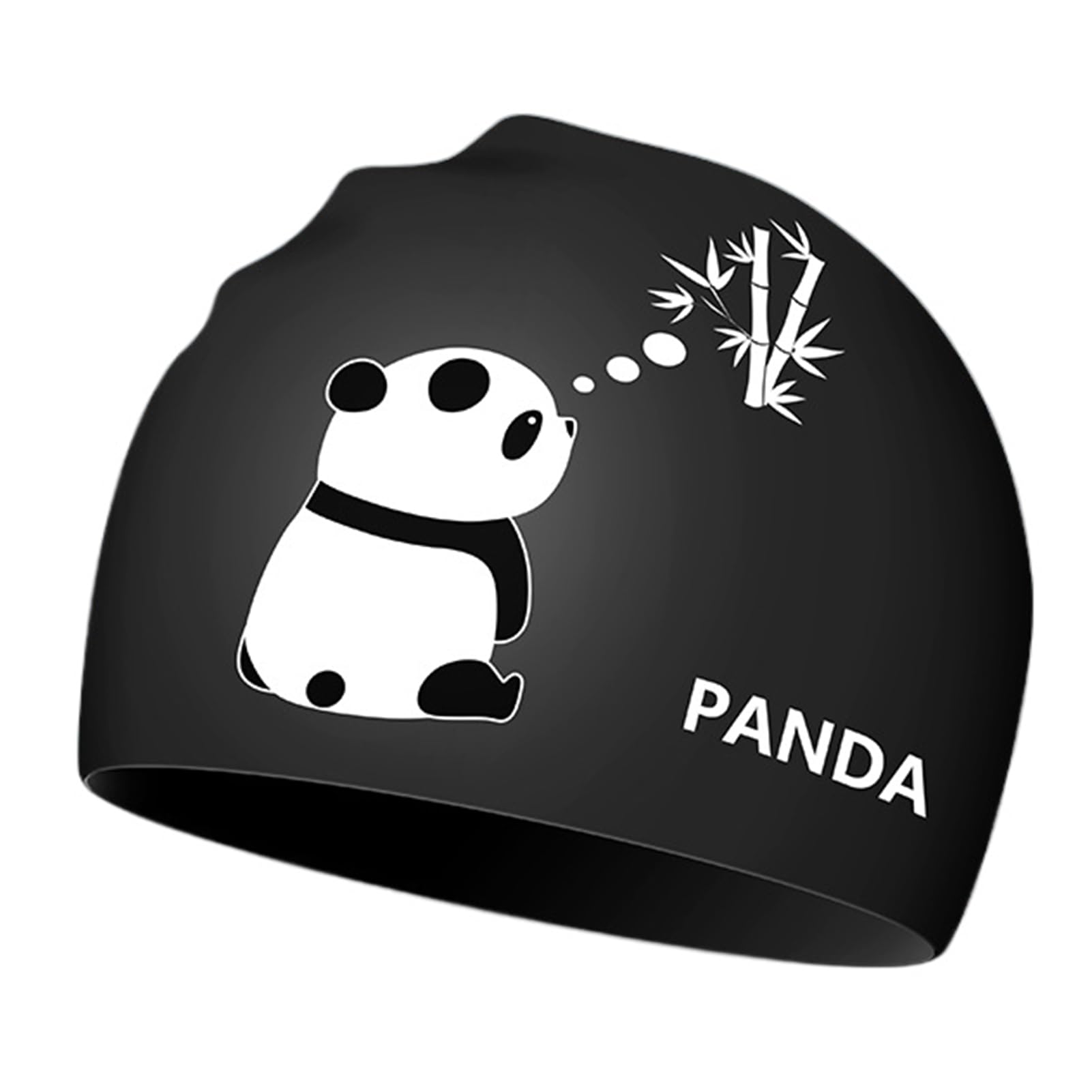 Cuffia da nuoto da donna e uomo con motivo Panda, in silicone, impermeabile, per capelli corti/lunghi, allenamento professionale e competizione - 2